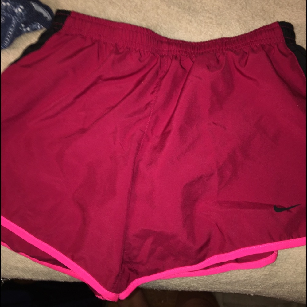 maroon/black/pink nike shorts